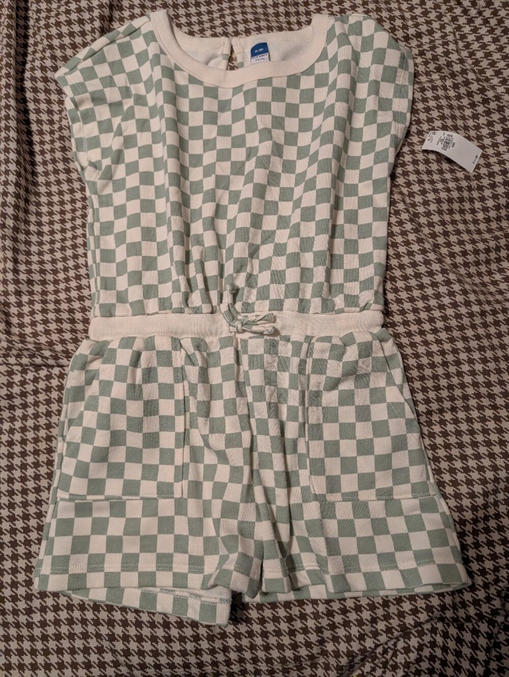 Old Navy Mint and Cream Checkerboard Kids Romper